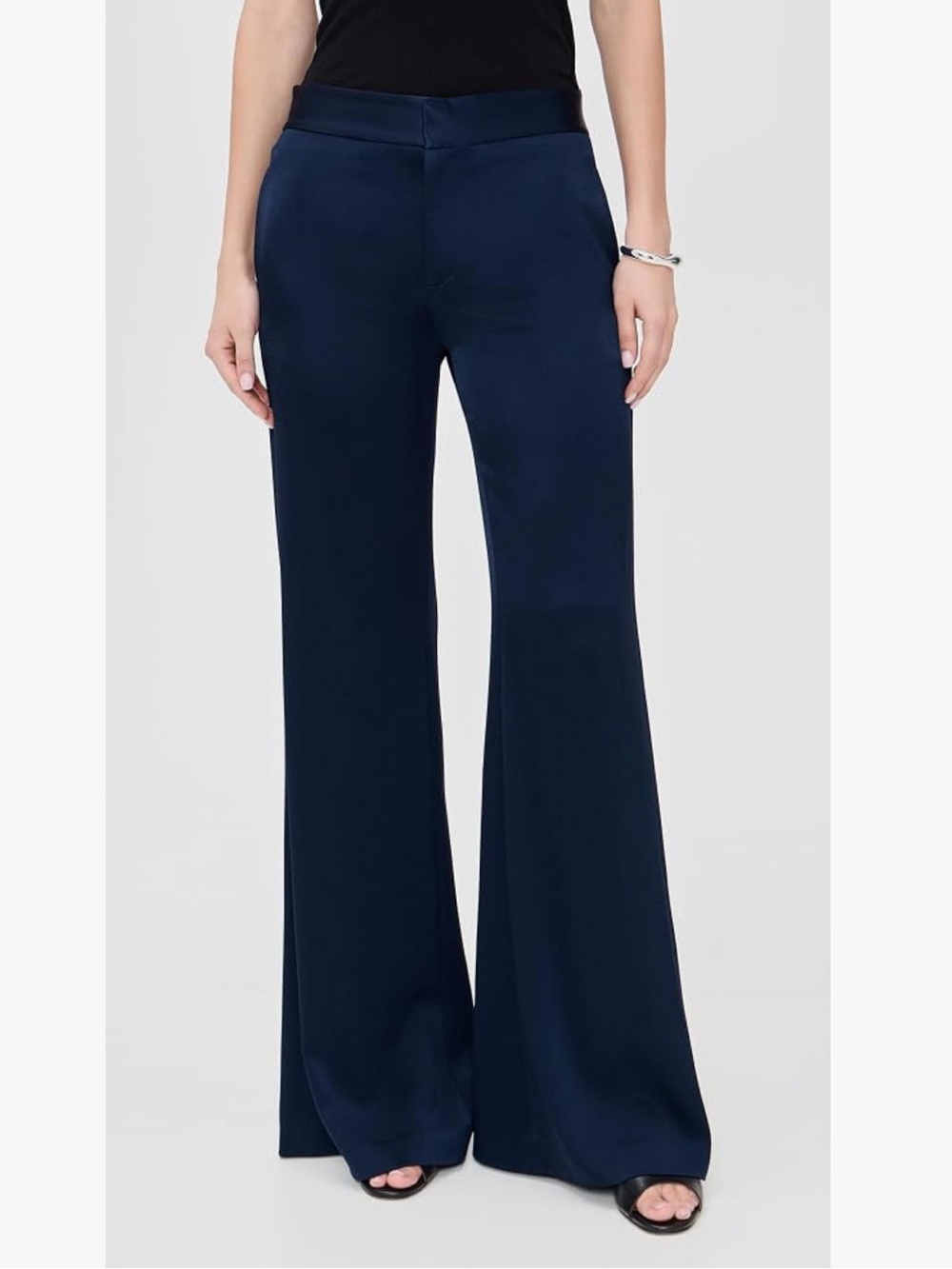 Alice and Olivia Slouchy Shane Trousers Midnight Blue 12 Satin
